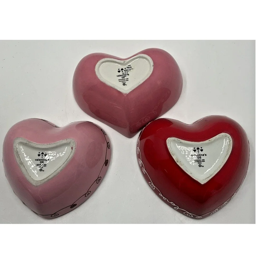Valentine's Day Heart Ceramic‎ Bowl Set of 3
